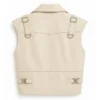 Ozuna Billboard Latin Music Awards Grey-Beige Sleeveless Zippered Leather Vest