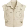Ozuna Billboard Latin Music Awards 2025 Grey-Beige Sleeveless Zippered Leather Vest