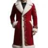 Men’s Red Christmas 2025 Golden Embroidery Shearling Coat
