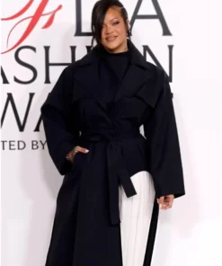 CFDA Awards 2025 Rihanna Black Waist Belted Trench Coat