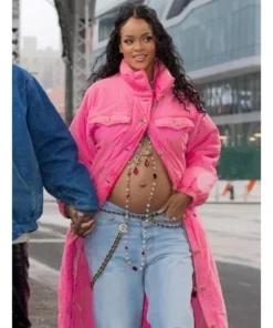 Rihanna During Her Baby Bump Debut Coat