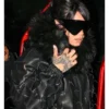Rihanna Los Angeles 2025 Santa Monica Giorgio Baldi Restaurant Black Furry Hood Leather Jacket