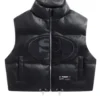 San Francisco 49ers Leather Cropped Puffer Vest