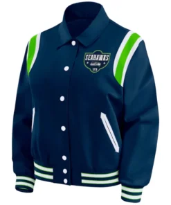 Seattle Seahawks Lightweight Navy Varsity Satin Jacket