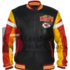 KC Chiefs Full-Zip Black Varsity Leather Jacket