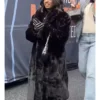 New York Giants v Chicago Bears Simone Biles Black Faux Fur Maxi Coat