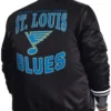 St. Louis Blues Adaptive Bold Logo Black Varsity Full-Snap Satin Jacket