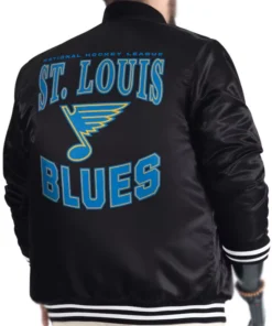 St. Louis Blues Adaptive Bold Logo Black Varsity Full-Snap Satin Jacket