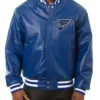 Shop St. Louis Blues Varsity Royal Blue Leather Jacket - Unisex