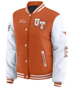 Texas Longhorns Burnt Orange and White Full-Snap Puffer Jacket
