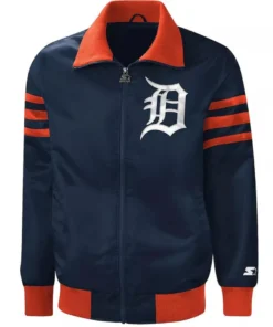 Detroit Tigers The Captain II Navy Varsity Satin Jacket