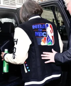 NYC 2025 Tiffany Haddish NBA on NBC Black & Cream 90s Graphic Patches Varsity Jacket