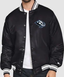 Starter Utah Mammoth Primary Logo Full-Snap Satin Varsity Jacket - Black