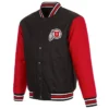 Utah Utes Black and Red Poly Twill Varsity Jacket