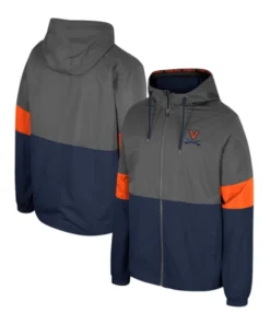 Men’s NCAA Basketball Team Virginia Cavaliers Blue & Gray Full-Zip Jacket