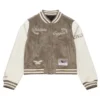 Eagles Tan-Cream Cropped Varsity Jacket