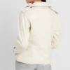 Women’s Beige Leather Biker Jacket