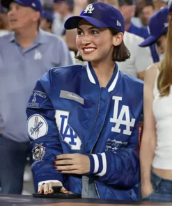 Maude Apatow 2025 World Series LA Dodgers Blue Jacket
