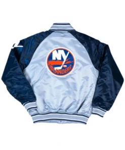 Youth NY Islanders Navy and Gray Satin Varsity Jacket