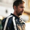 Alexander Skarsgård Pillion Film 2025 Ray Black Leather Racer Jacket