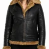 Aviator Hooded B3 Shearling Bomber Jacket For Women