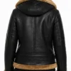 Aviator Hooded B3 Shearling Bomber Jacket For Womens
