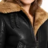 Aviator Hooded B3 Shearling Bomber Jacket Women