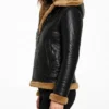 Aviator Hooded B3 Shearling Bomber Jacket Womens