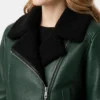 B3 Aviator Green Shearling Jacket For Women