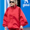 Ashley Roberts Boarding the Heart Breakfast Christmas Party Red Satin Jacket