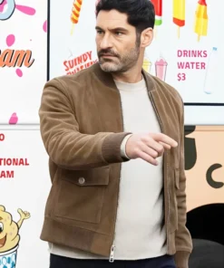 Hart Hoxton 2026 TV Series CIA Tom Ellis Brown Bomber Jacket