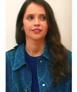 Felicity Jones Oh What Fun 2025 Blue Jacket