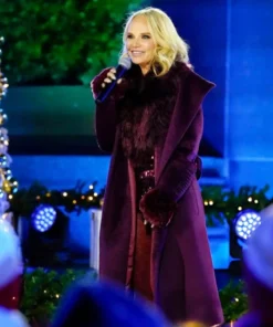 Kristin Chenoweth Christmas In Rockefeller Center S27 Purple Fur Trim Coat
