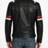Classic Black Racer with Bold Red Stripes Jacket Back