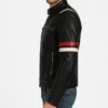 Classic Black Racer with Bold Red Stripes Jacket Side