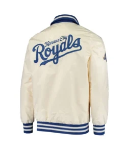 The Captain II Kansas City Royals Cream Full-Zip Satin Jacket