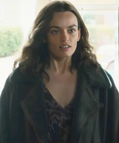 Ella McCay 2025 Emma Mackey Shearling Leather Jacket