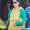 Hailey Bieber Yellow and Green Marty Supreme Brazil Jacket