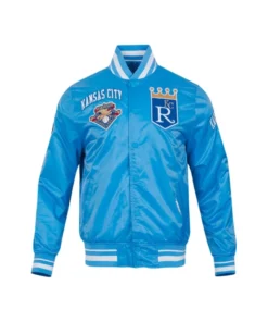 Retro Classic Rib Kansas City Royals Satin Full-Snap Blue Jacket
