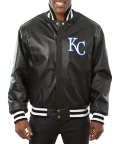 Kansas City Royals Varsity Leather Black Jacket