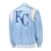 Kansas City Royals Full-Snap Light Blue and Cream Varsity Satin Jacket
