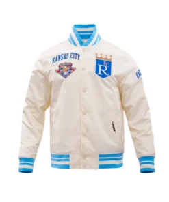 Classic Retro Kansas City Royals Satin White Jacket