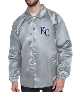 Coaches Kansas City Royals Retro Logo Silver Jacket