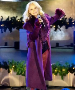 Christmas In Rockefeller Center Kristin Chenoweth Purple Long Coat