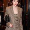 Lily Collins Plaid Blazer