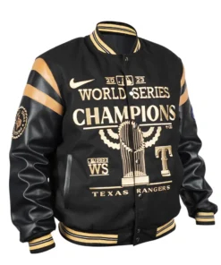 MLB Team Texas Rangers World Series Champions Varsity Jacket - Black