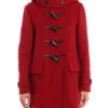 TV Series Man vs Baby 2025 Red Toggle Duffle Coat