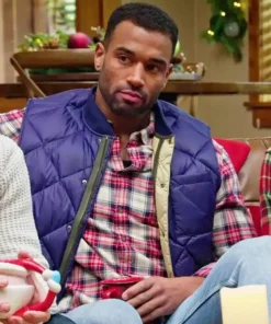 TV Series Finding Mr. Christmas S02 Marcus Brodie Blue Quilted Vest