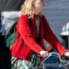 Elle Fanning TV Series Margo’s Got Money Troubles Fringe Design Red Jacket