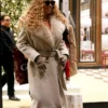 Mariah Carey Aspen 2025 Ivory Faux Fur Shawl Collar Longline Robe Coat